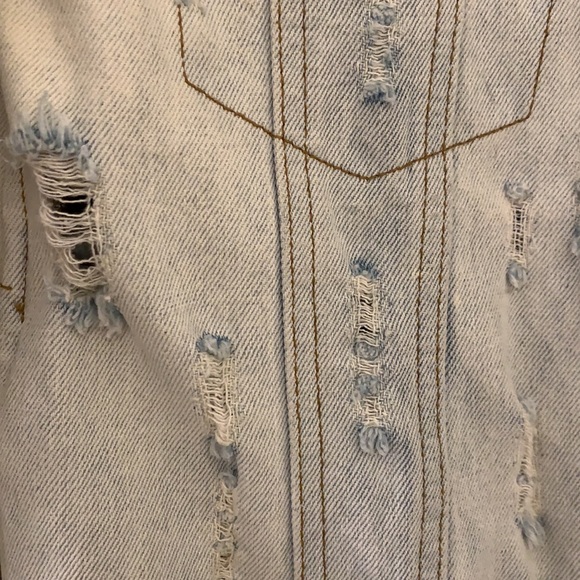 Distressed Denim Jacket Size Small - Picture 5 of 8